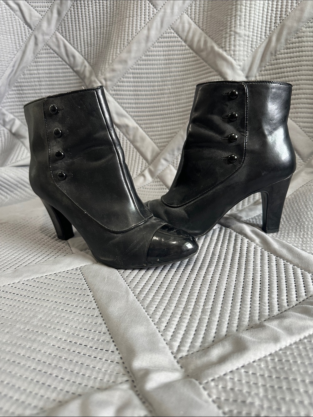 Apt. 9 Black Button-Detail Ankle Heel Boots